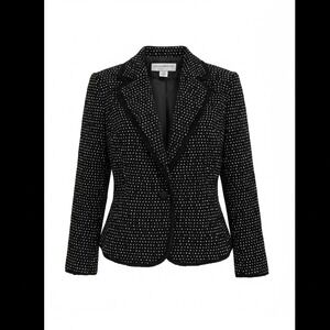 Sag Harbor Petite Black White Textured Dot Blazer Jacket Women's Size 10P